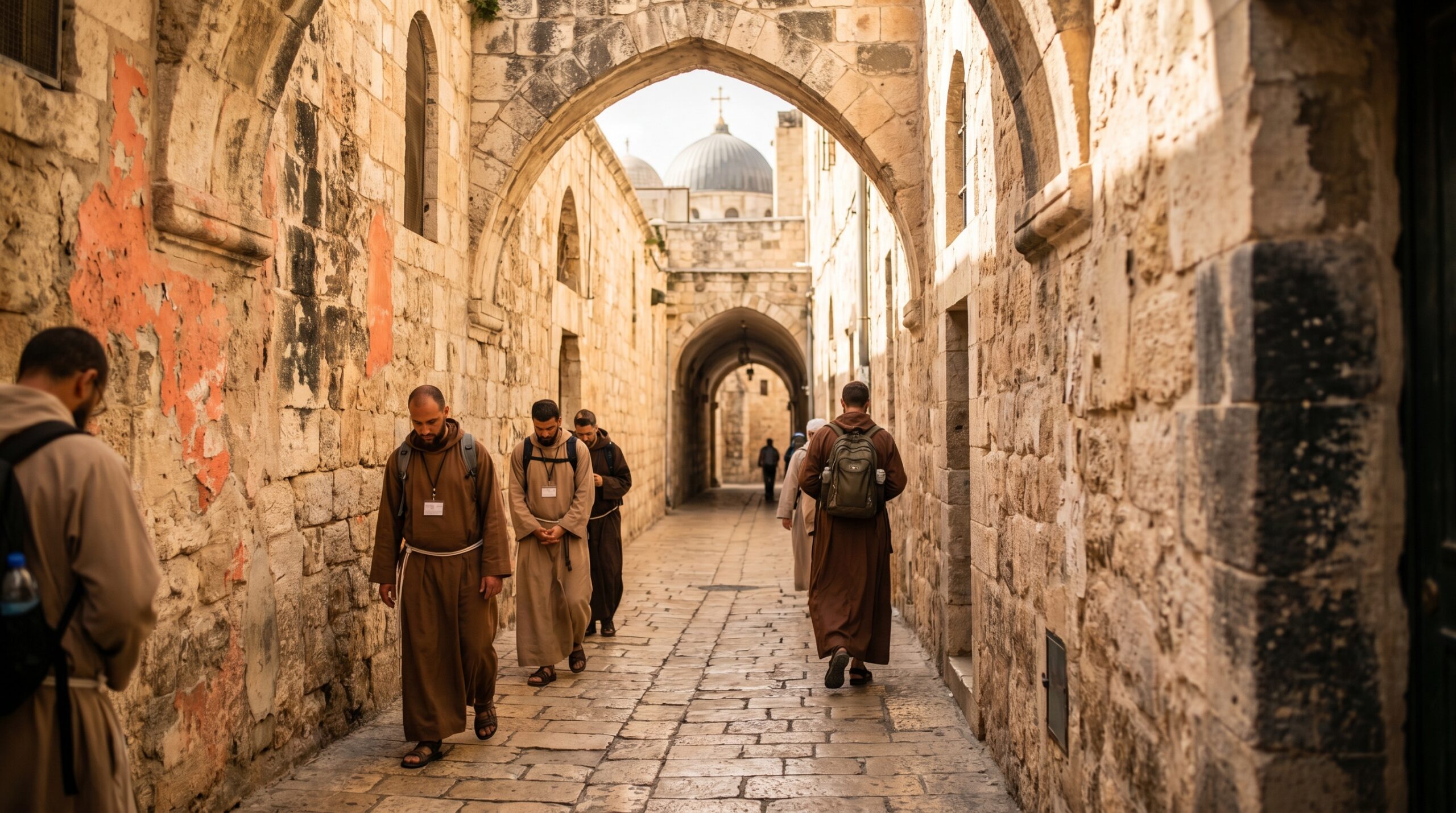 Jerusalem's Old City walls and Christian pilgrimage sites viewed from the Mount of Olives