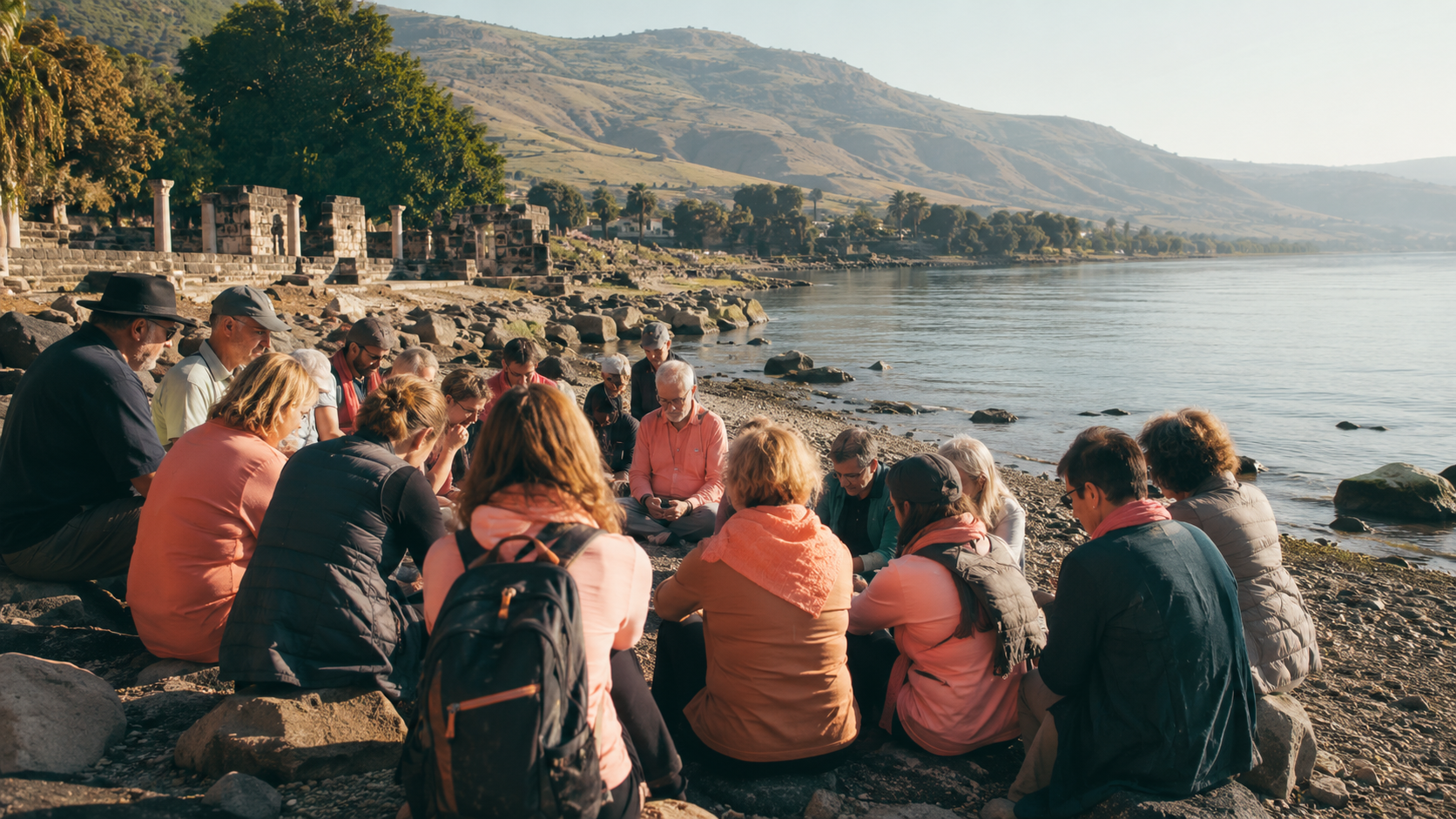 Map and overview of key holy sites included in a Christian Israel pilgrimage itinerary