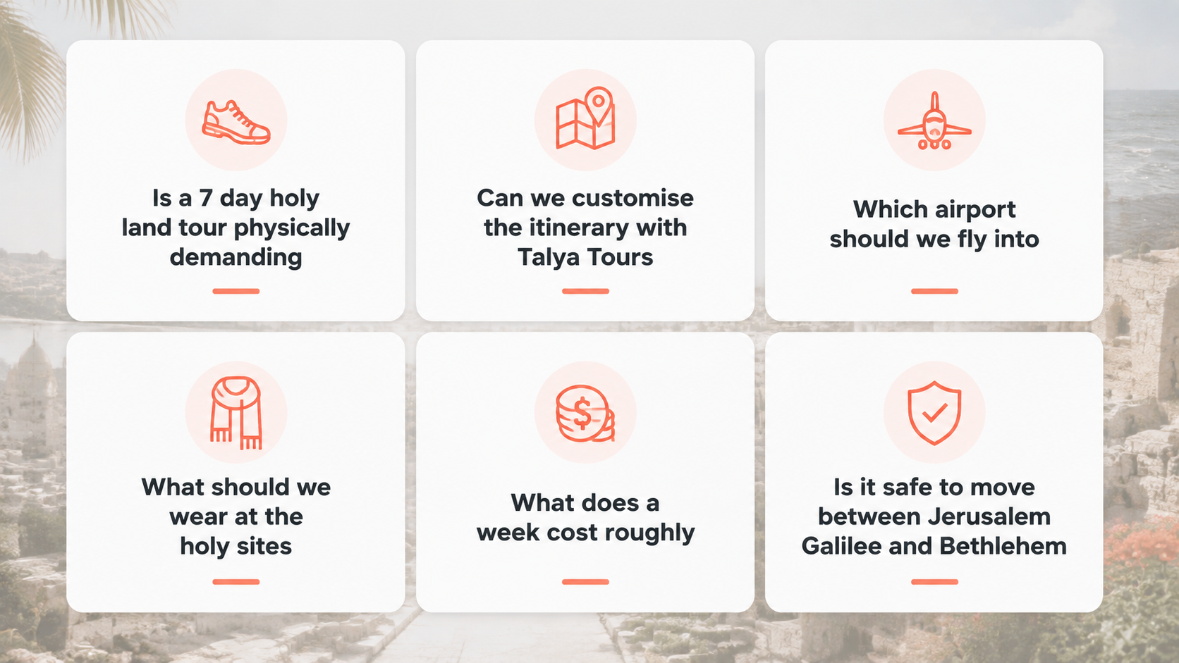 Common planning questions from American church group leaders before booking a Holy Land tour