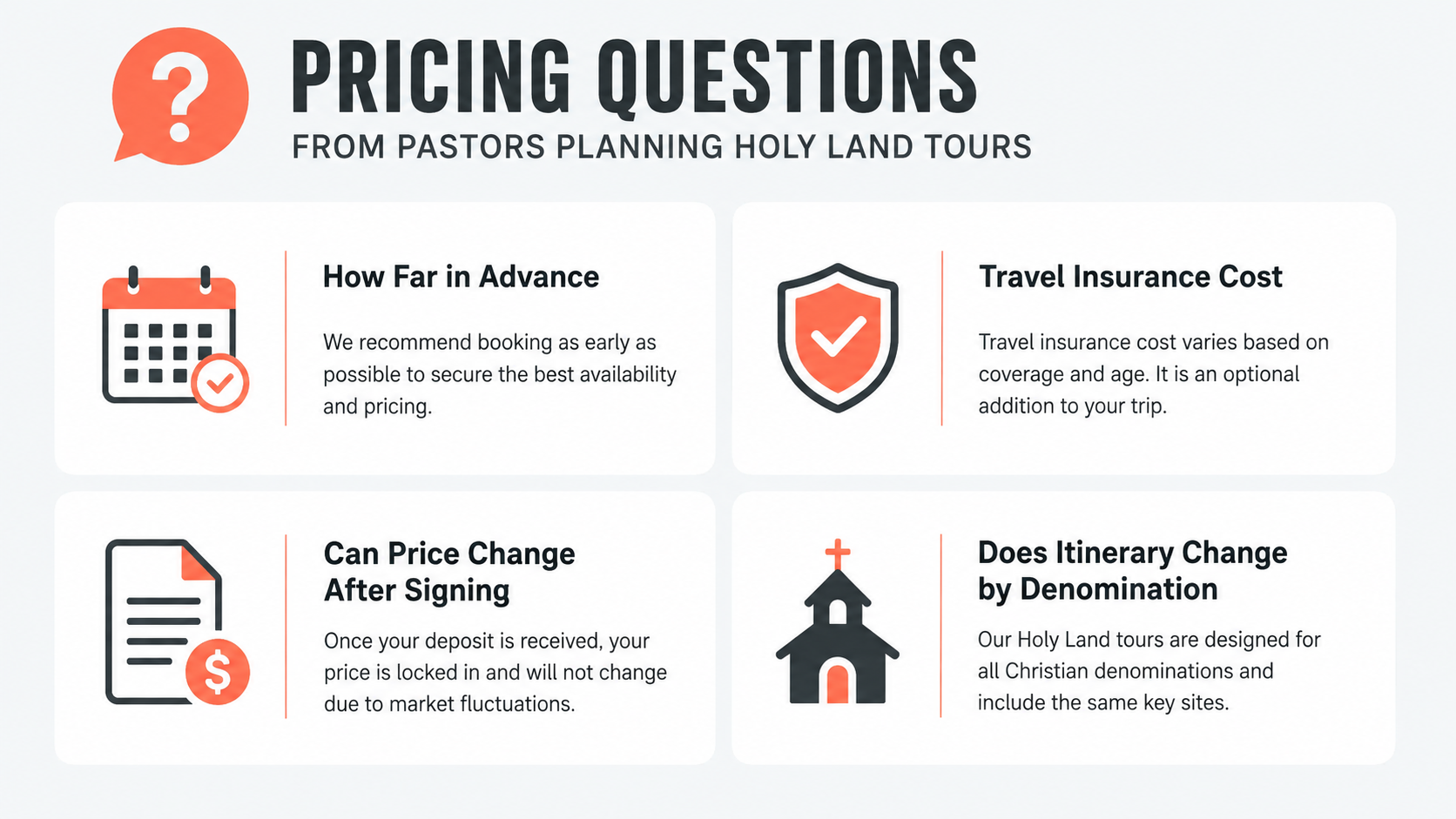 Common airfare and land-only pricing questions from American group leaders