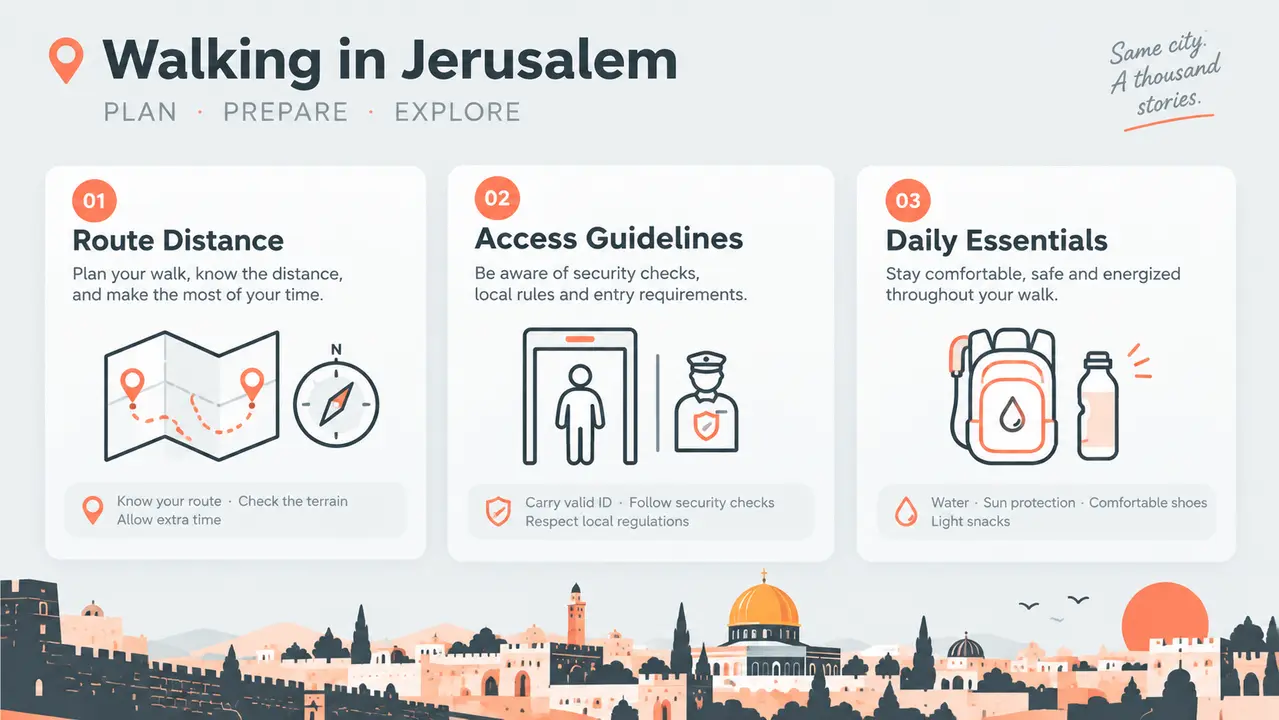 Illustration answering frequently asked questions about walking tours in Jerusalem