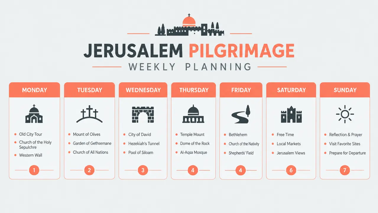 Visual summary of frequently asked questions about Jesus tours in Jerusalem for American church groups